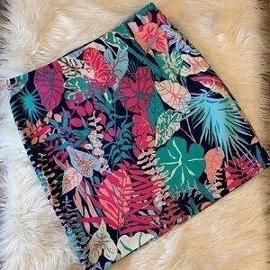 Talbots vibrant floral stretch cotton skirt fully lined side zip 10P
